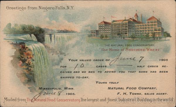 The Natural Food Conservatory. Receipt for order. Greetings from Niagra Falls, NY Minneapolis Minnesota