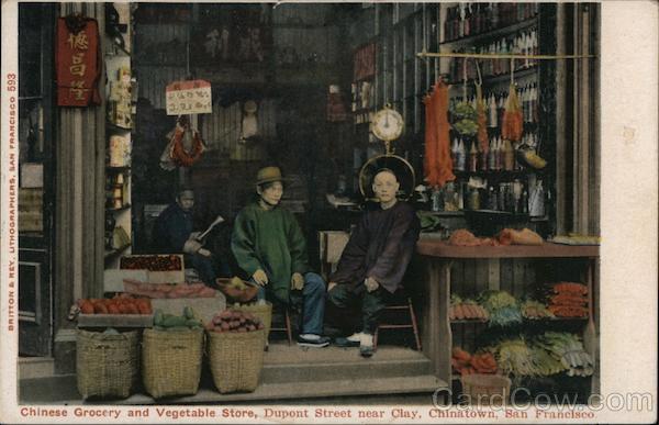 Chinese Grocery and Vegetable Store, Dupont Street near Clay, Chinatown San Francisco California