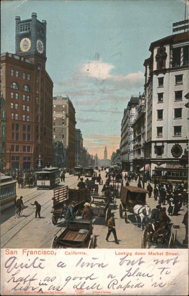 Looking Down Market Street San Francisco California