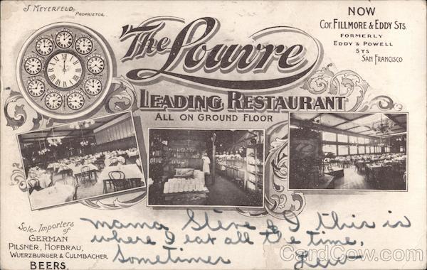 The Louvre Restaurant Fillmore & Eddy St. San Francisco California