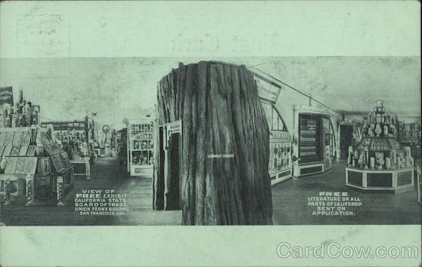 View of free exhibit California State Board of Trade. Union Ferry Building San Francisco