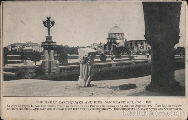 Statue of Prof. L. Agassiz. The great earthquake and fire 1906 San Francisco California