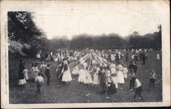 May Party - Central Park - Children Dancing Around Maypole New York