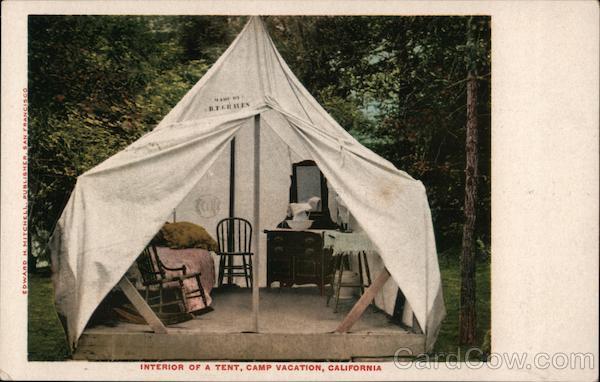 Interior of a Tent, Camp Vacation California
