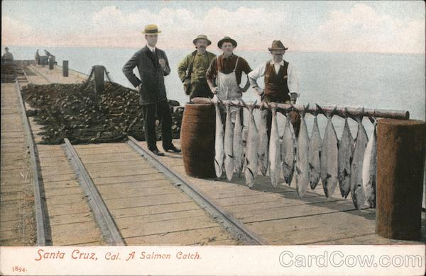 A Salmon Catch -- Fisherman with Salmon Santa Cruz California