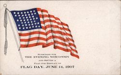 Subscribe for The Evening Wisconsin and Secure Flag for Flag Day June 14 1907 Postcard