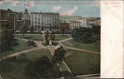 Portsmouth Square. China Town in background destroyed by earthquake and fire Apr. 18, 1906 Postcard