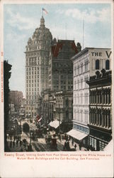 Kearny Street. White House and Mutual Bank Buildings and Call Building. Postcard