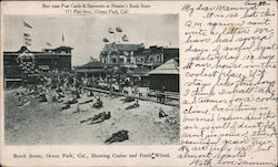 Beach scene showing Casino and Ferris Wheel Postcard
