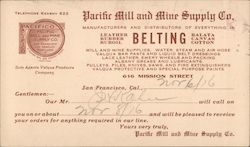 Pacific Mill and Mine Supply Co. Notice of Salesman appointment San Francisco, CA Postcard Postcard Postcard