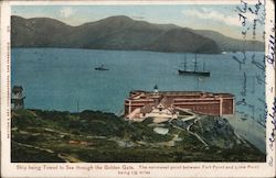 Ship Being Towed to Sea Through the Golden Gate Postcard