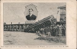 The First Car Out of the Water, Thoroughfare Wreck, Atlantic City, Oct. 28, 1906 Postcard