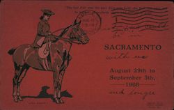Lady Dainty, horse and rider. Sacramento fair August 29th to September 5th, 1908 Postcard