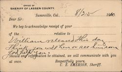 1910 Notice warning someone of the release of an inmate Postcard