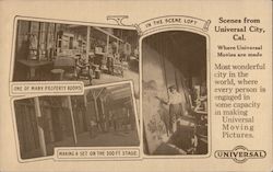 Scenes from Universal City. Scene loft, property room, making a set. California Postcard Postcard 