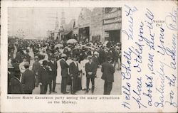 Balloon route excursion party seeing the many attractions on the Midway. Los Angeles, CA Postcard Postcard Postcard