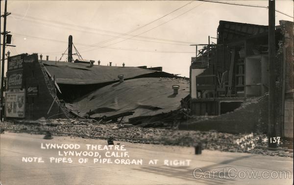 Lynwood Theatre. Note pipes of pipeorgan at right. California