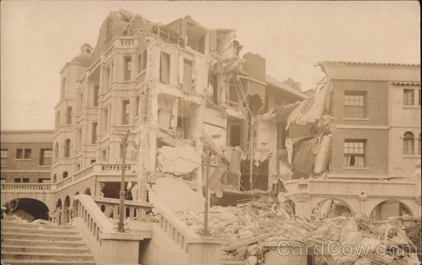 Earthquake damage staircases, large apartment building San Francisco California