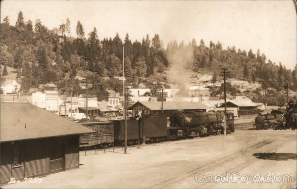 Steam locomotive and freight train in Colfax, CA California