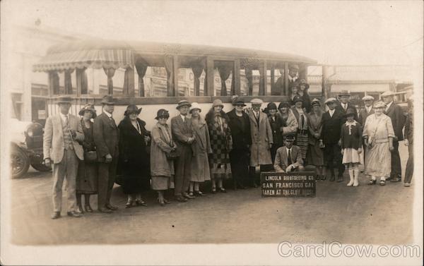 Lincoln Sightseeing Co. tour group at the Cliff House San Francisco California