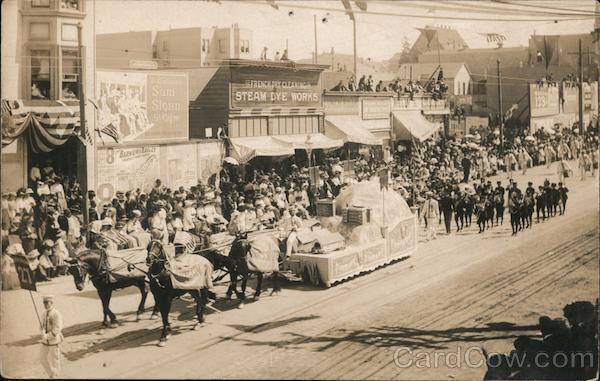 Parade with horse-drawn float San Francisco California