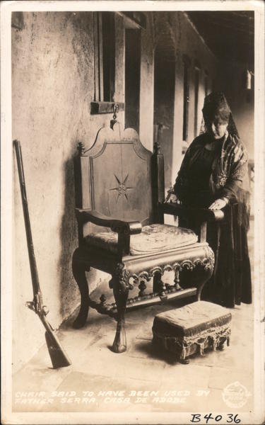 Chair Said to have been used by Father Serra, Casa De Adobe Highland Park California