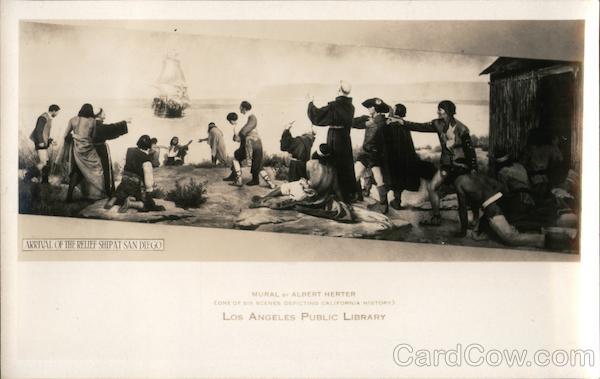 Arrival of the relief ship at San Diego Mural by Albert Herter. Los Angeles California