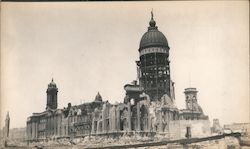 Earthquake damage to City Hall, Larkin street San Francisco, CA 1906 San Francisco Earthquake Original Photograph Original Photo Original Photograph