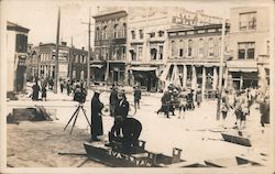 1913 Flood Wayne Avenue. Soldiers patrol street. Buildings roped off Postcard
