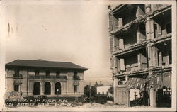Post Office & San Marcos Bldg, Quake 6-29-25 Postcard