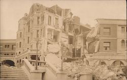 Earthquake damage staircases, large apartment building Postcard