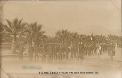 3rd. Reg. U.R.K of P. parade formation, horses, flags, swords Plaza Del Mar Santa Barbara, CA Postcard Postcard Postcard