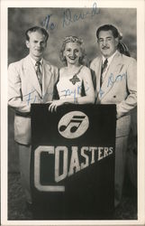 The Guthries with David on Coasters. Autographed Nyki & Don Postcard
