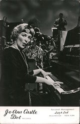 Jo Ann Castle playing piano with orchestra, signed Postcard