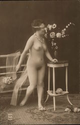 Woman with Flowers - French Nude #504 French Nudes Postcard Postcard Postcard