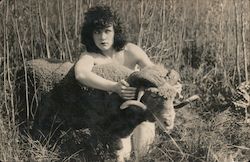 Nude Woman Behind a Ram Pacific Motor Supply Co. Bicycles Postcard