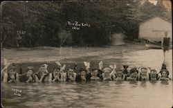 1910 Swimmers posing in Paw Paw Lake Postcard