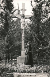 Crucifix in the Cemetery Garden, Old Mission Santa Barbara Postcard