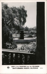 View of the Fountain from the Colonade, Santa Barbara Mission Postcard