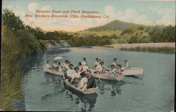Russian River and Fitch Mountain, Mrs. Walkers Riverside Villa Healdsburg California