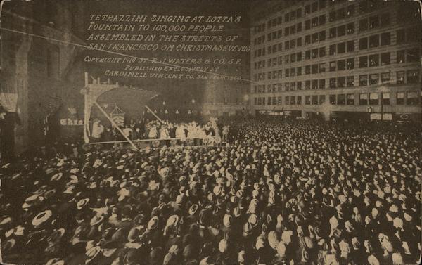 Tetrazzini Singing at Lotta's Fountain to 100,000 People San Francisco California