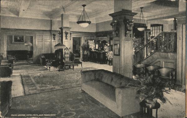 Main Lounge, Hotel Cecil San Francisco California