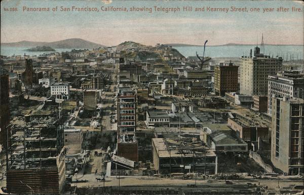 Panorama of San Francisco Showing Telegraph Hill and Kearney Street California