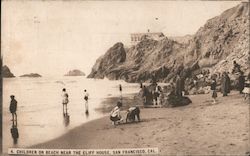 Children on the Beach near the Cliff House, San Francisco, Cal. Postcard