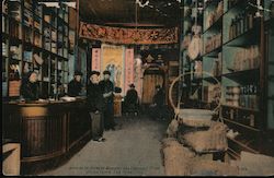 Interior of Chinese Grocery and Vegetable Store - Chinatown Postcard