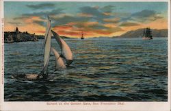 Sunset at the Golden Gate, San Francisco Bay Postcard