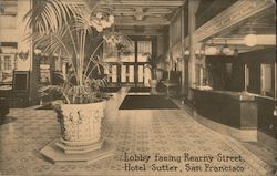 Lobby facing Kearny Street, Hotel Sutter Postcard