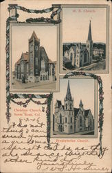 M.E. Church, Christian Church, Presbyterian Church Postcard