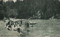 Children Bathing on the Russian River Rio Nido, CA Postcard Postcard Postcard