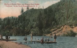 Bathing in Russian River. On the North Western Pacific R.R. Postcard